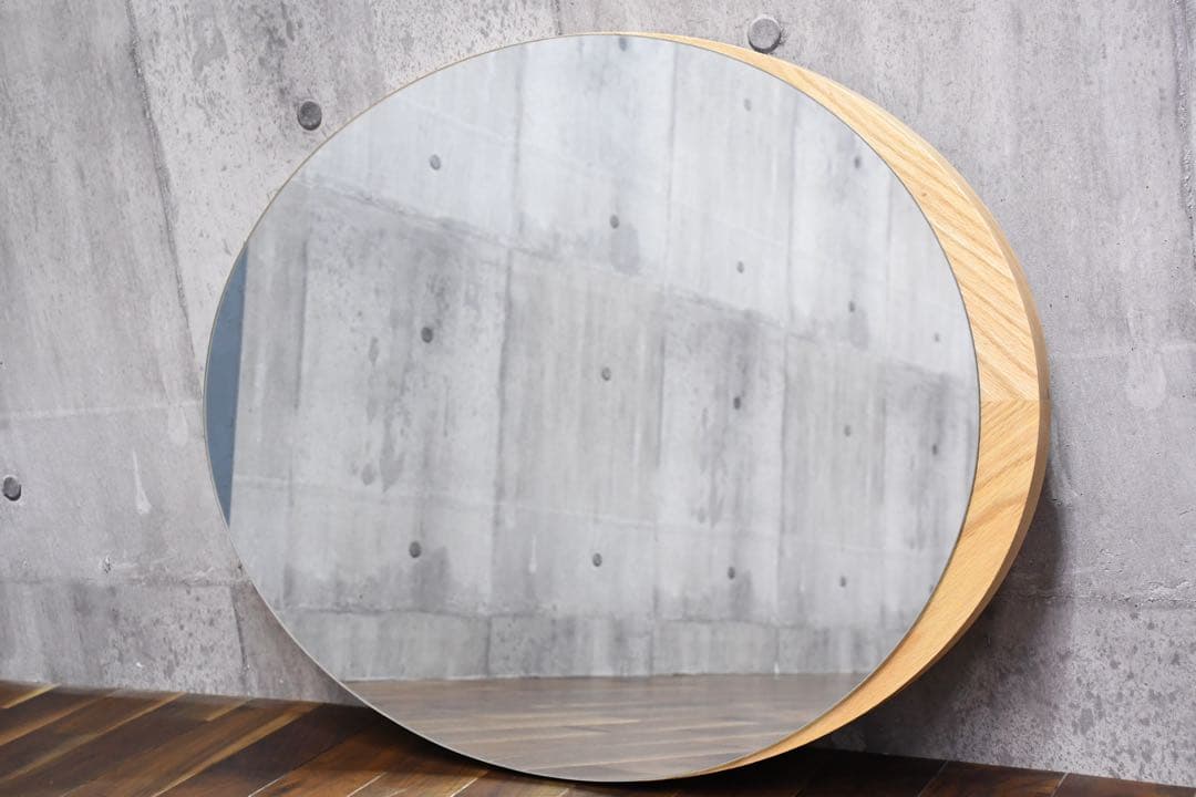 EHK19 未使用品 ザラホーム ウォールミラー オーバル型 ウッドフレーム