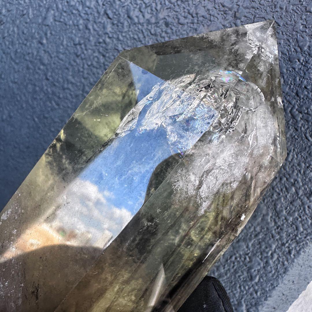【開運 魔除】巨大❗️ファントムレインボー煙水晶スモーキーシトリン六角柱A1187