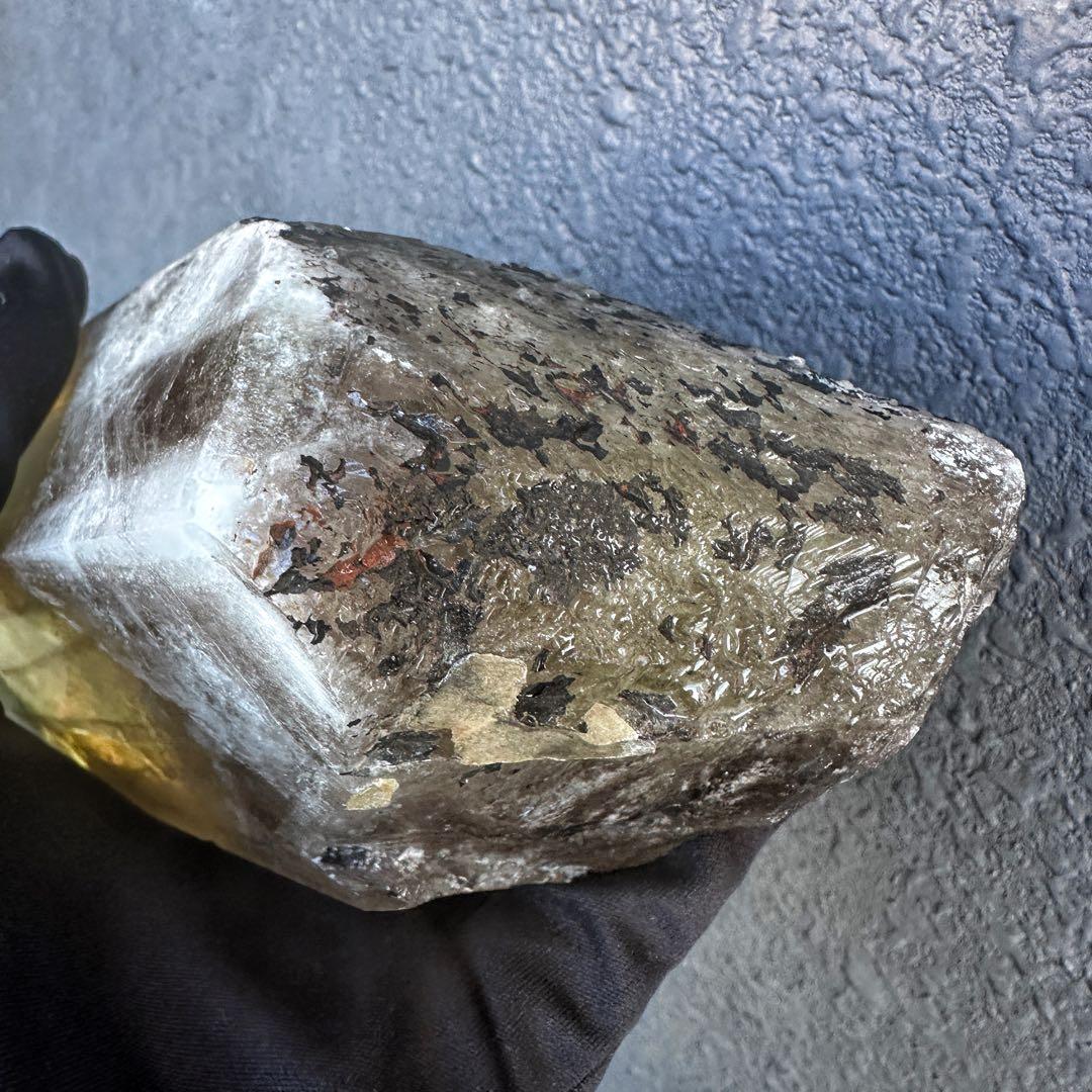 【開運 魔除】巨大❗️ファントムレインボー煙水晶スモーキーシトリン六角柱A1187