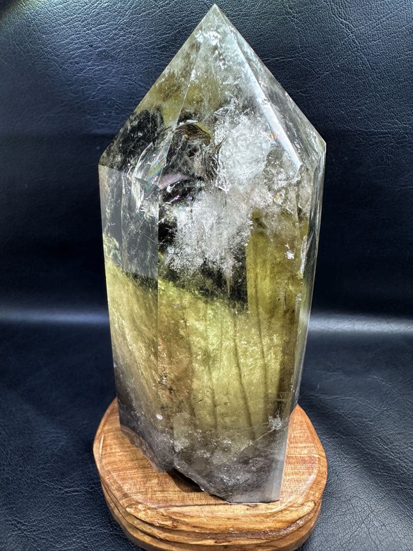 【開運 魔除】巨大❗️ファントムレインボー煙水晶スモーキーシトリン六角柱A1187