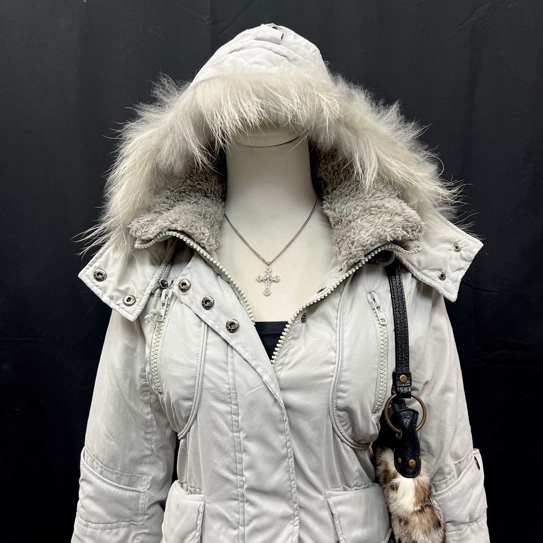 平成ギャル　y2k グランジ　ダークコア　 ファー付き　モッズコート　ギミック