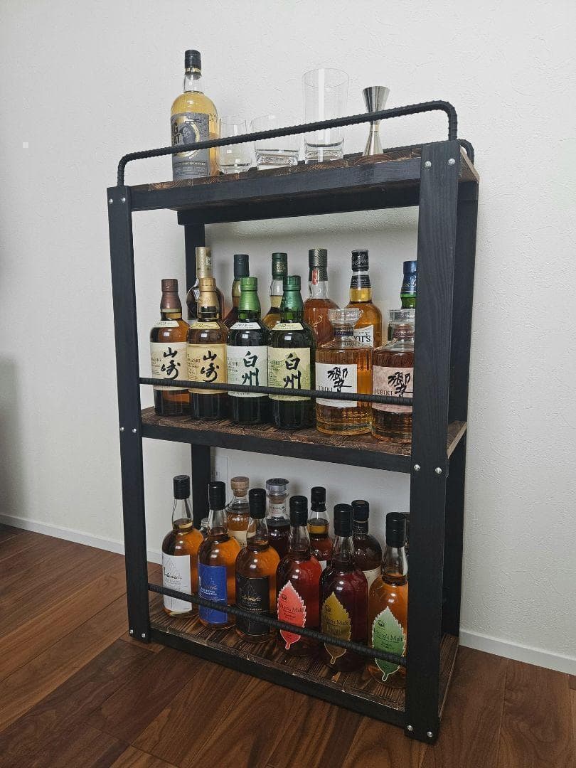 ウィスキーラック　男前インテリア　棚　インダストリアル　収納　お酒　多肉 915