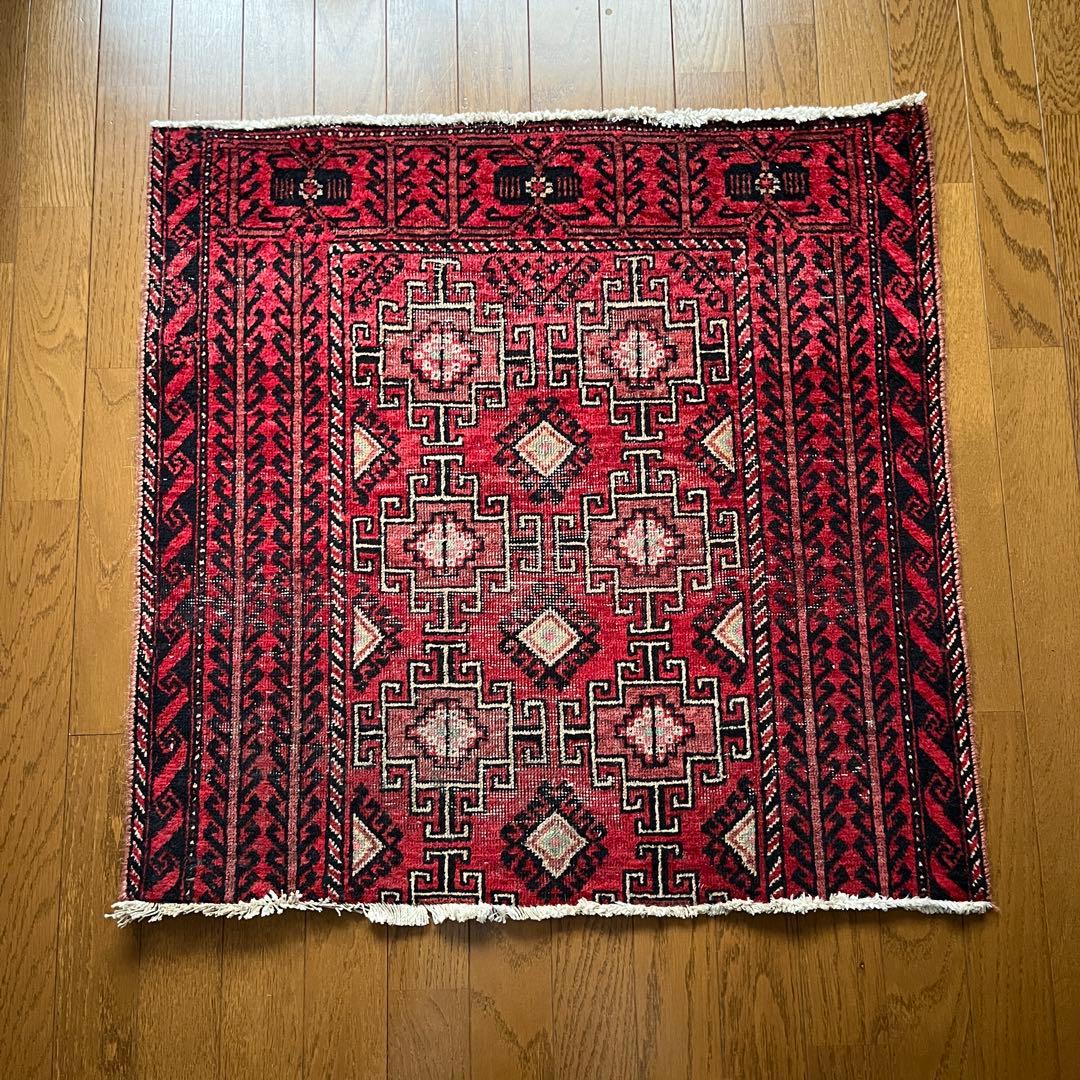 Vintage tribal rug 約80cm×80cmウール トライバル