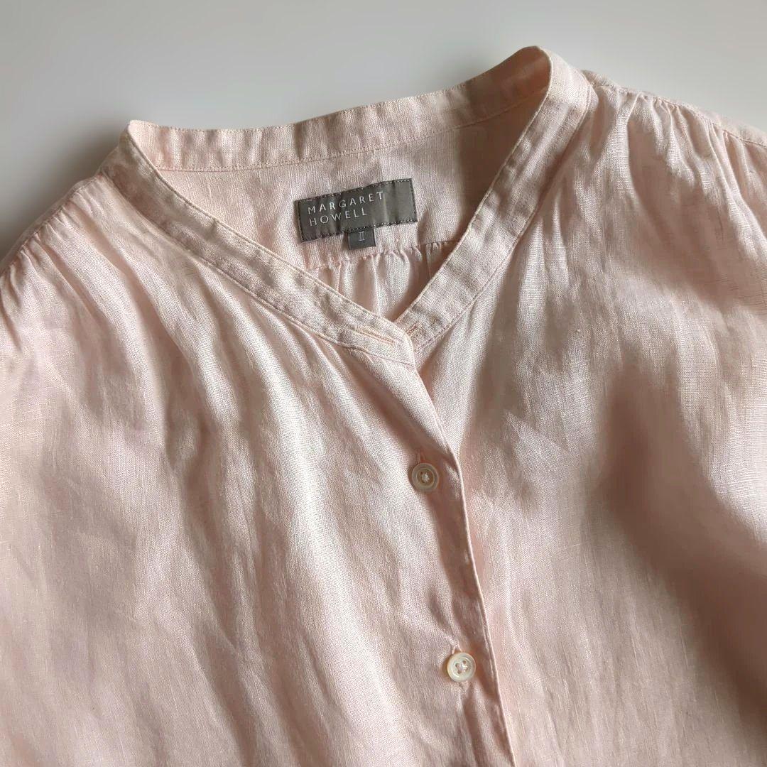 希少デザイン★マーガレットハウエル 長袖シャツ リネン100% バンドカラー M