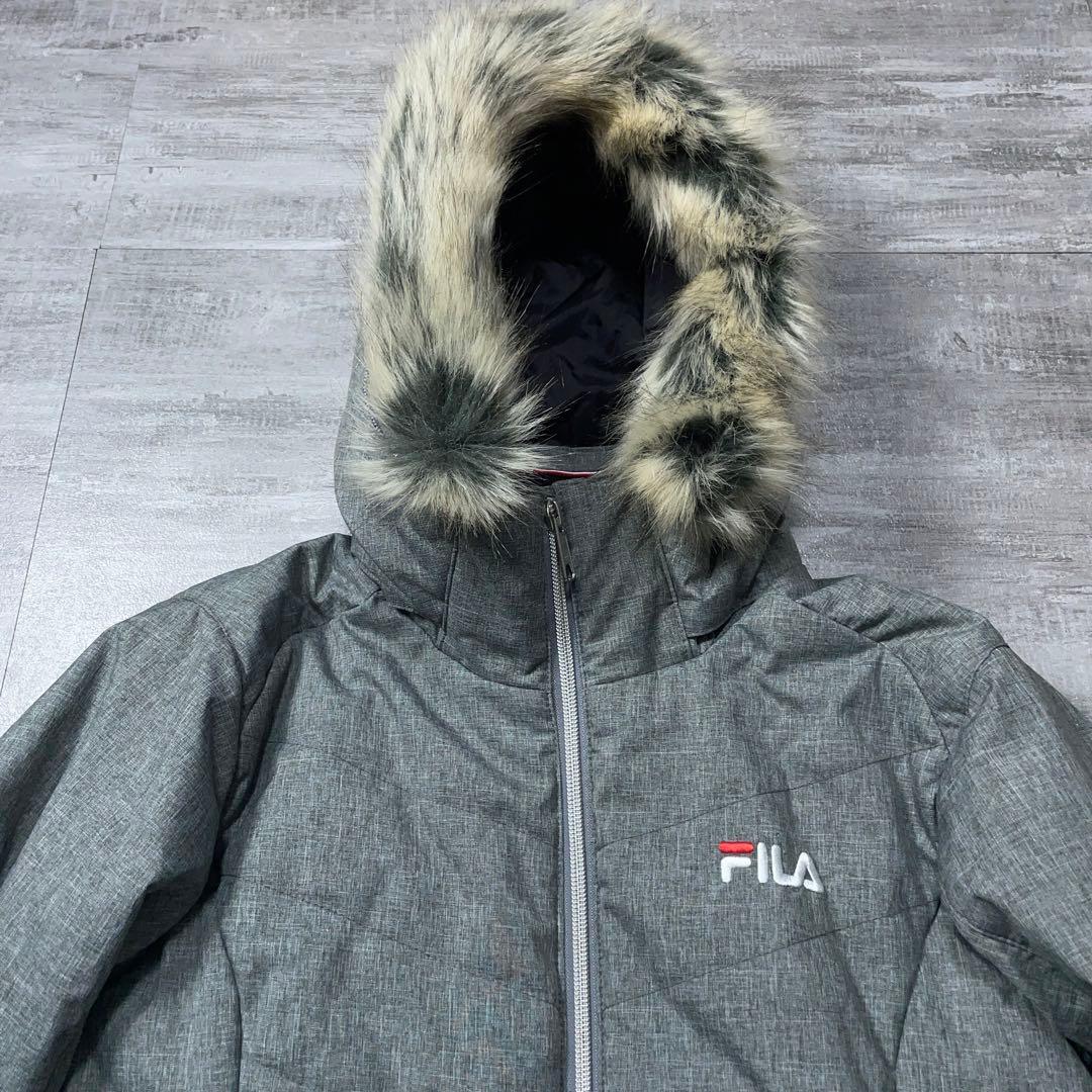 美品☆ FILA フィラ スキーウェア 上下セット レディースS グレー ファー