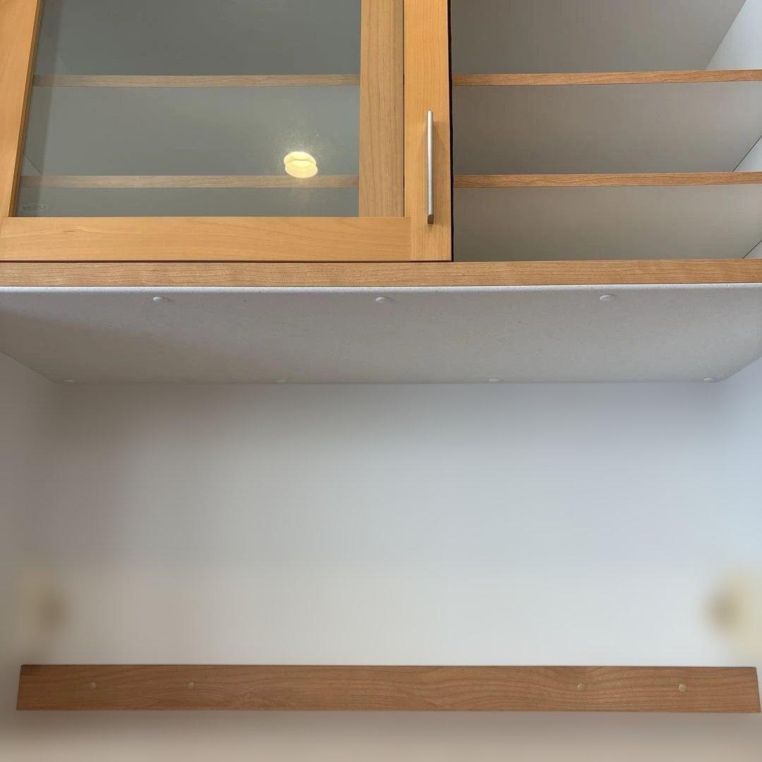 美品！堀田木工オープン食器棚ナチュラル木目調 食器棚 強化ガラス扉 カップボード