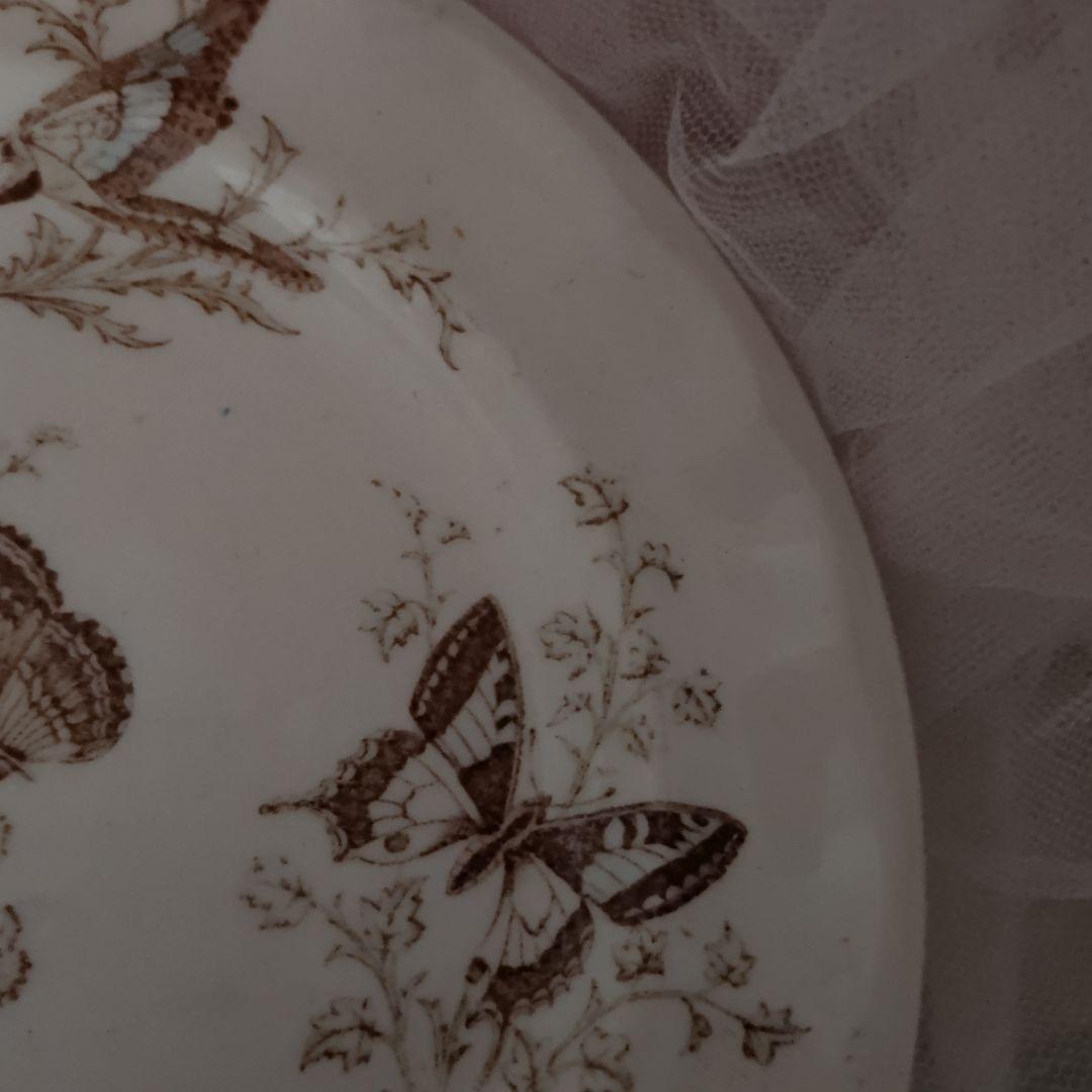 Luneville KG 花リムデザートプレートフランスアンティーク・レア　蝶