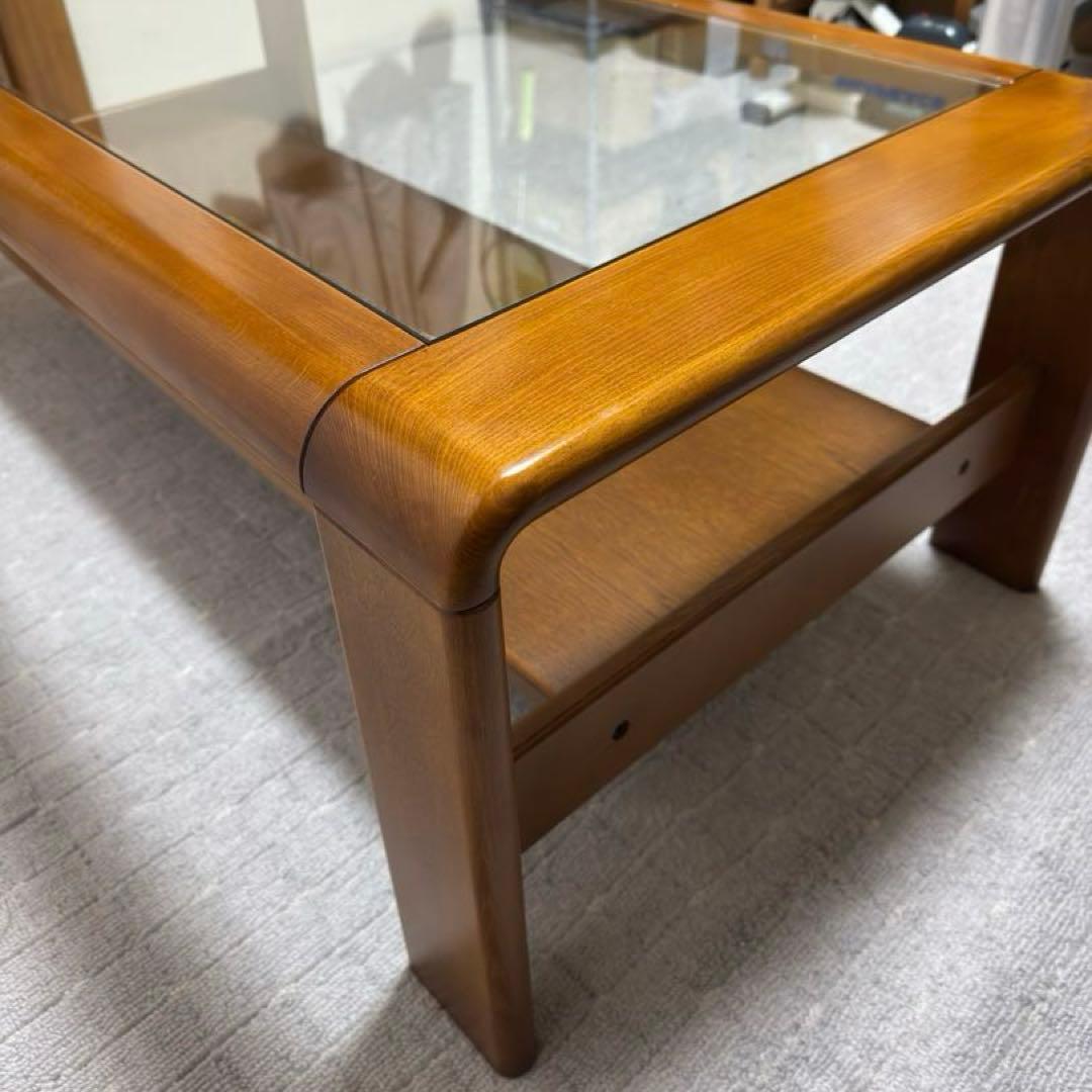 B045 karimoku カリモク センターテーブル ガラストップ レトロ