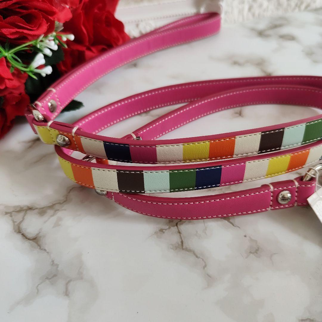 新品　COACH　コーチ　犬　リード　カラフル　レザー