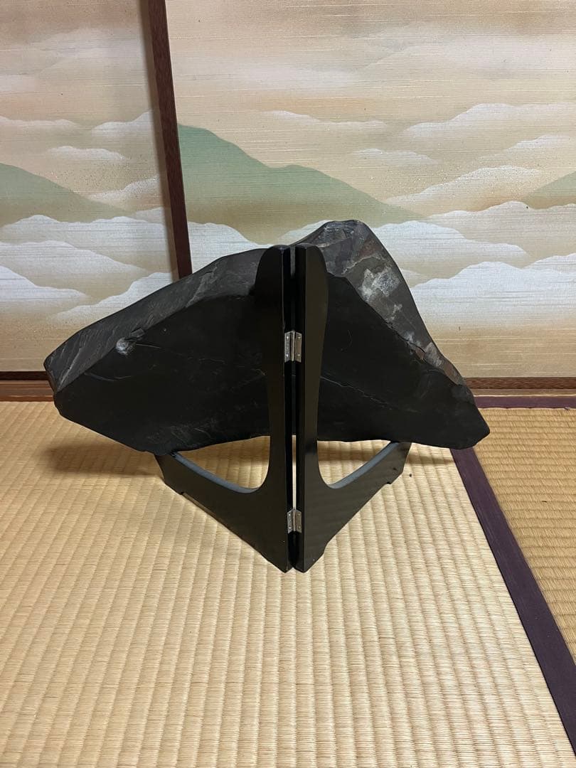 【大型水石 鑑賞石 山景石 台座付】床の間 和室 和モダン 天然石 置物