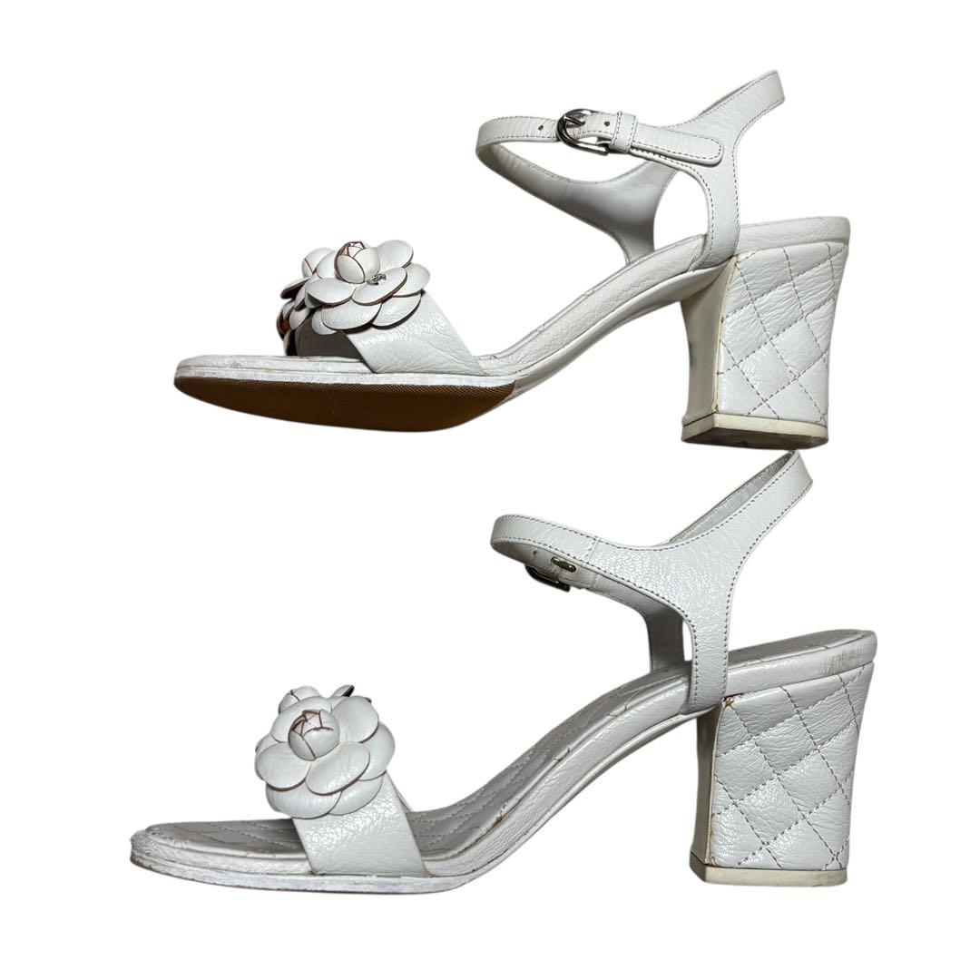 CHANEL シャネル カメリア マトラッセ ヒールサンダル 36 1/2