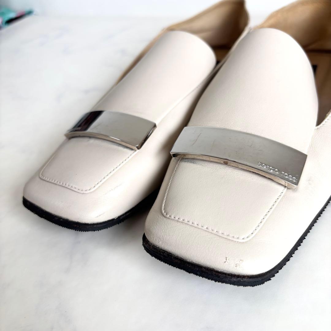 セルジオロッシ 37.5 SR1 SLIPPERS フラットシューズ チョーク