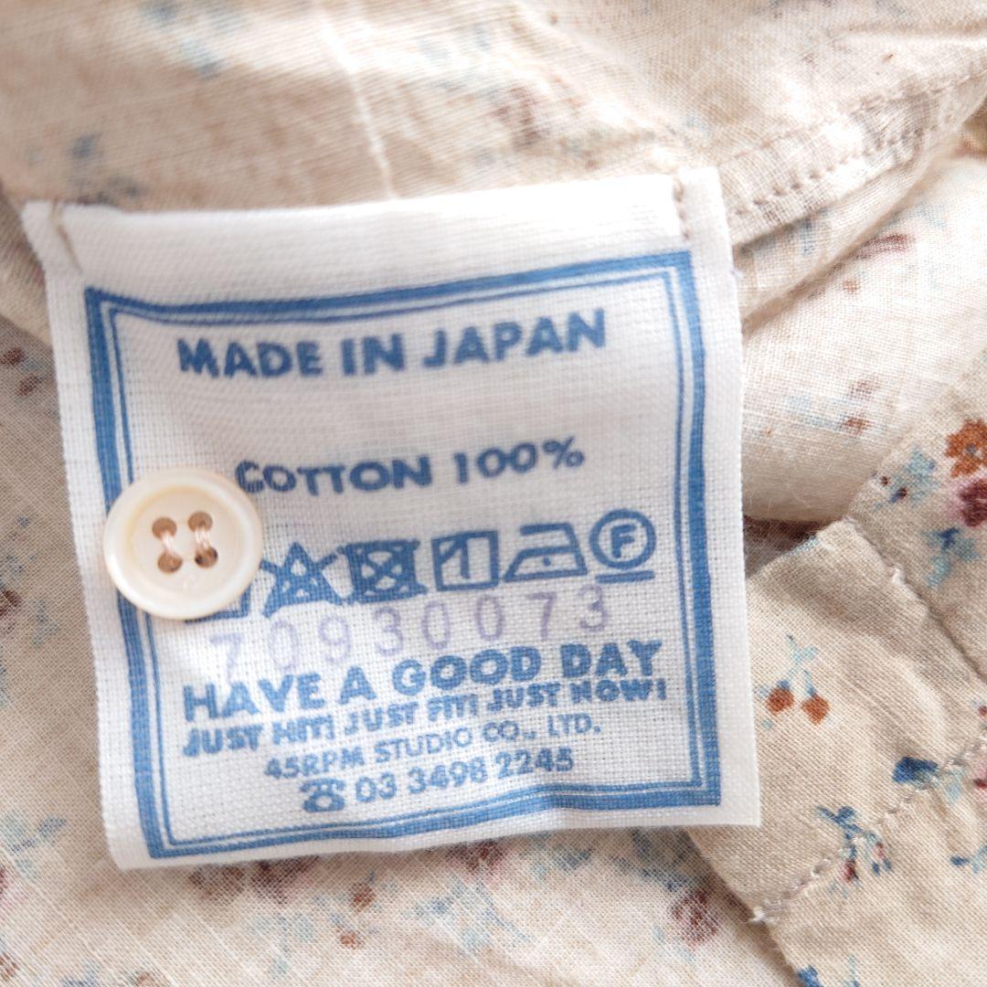 しい　45R インドカディ森花プリントのフリルブラウス 45rpm