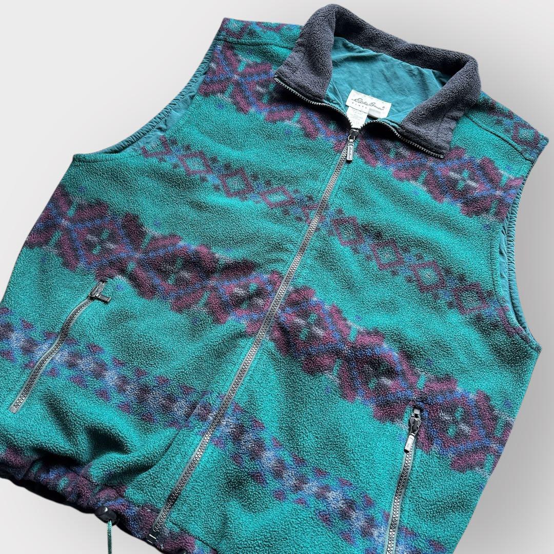 90s USA製 エディーバウアー ポーラテック フリース ベスト ドローコード