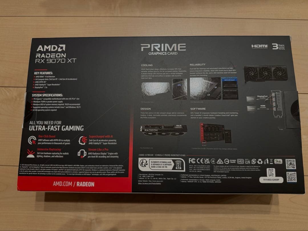 ASUS PRIME-RX9070XT-O16G（使用1ヶ月)す