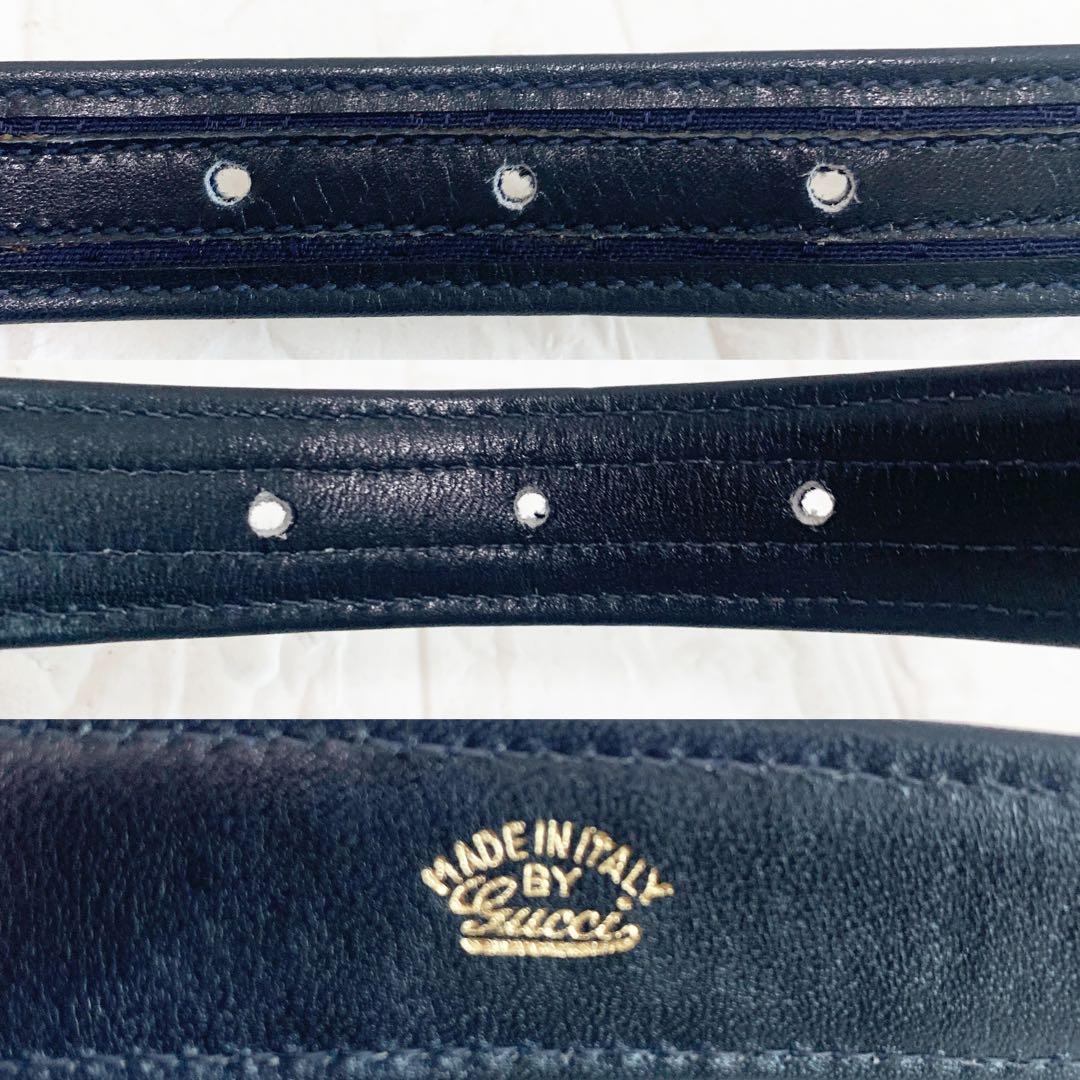 美品　GUCCI グッチ　ベルト　gg柄　ブラック　ネイビー