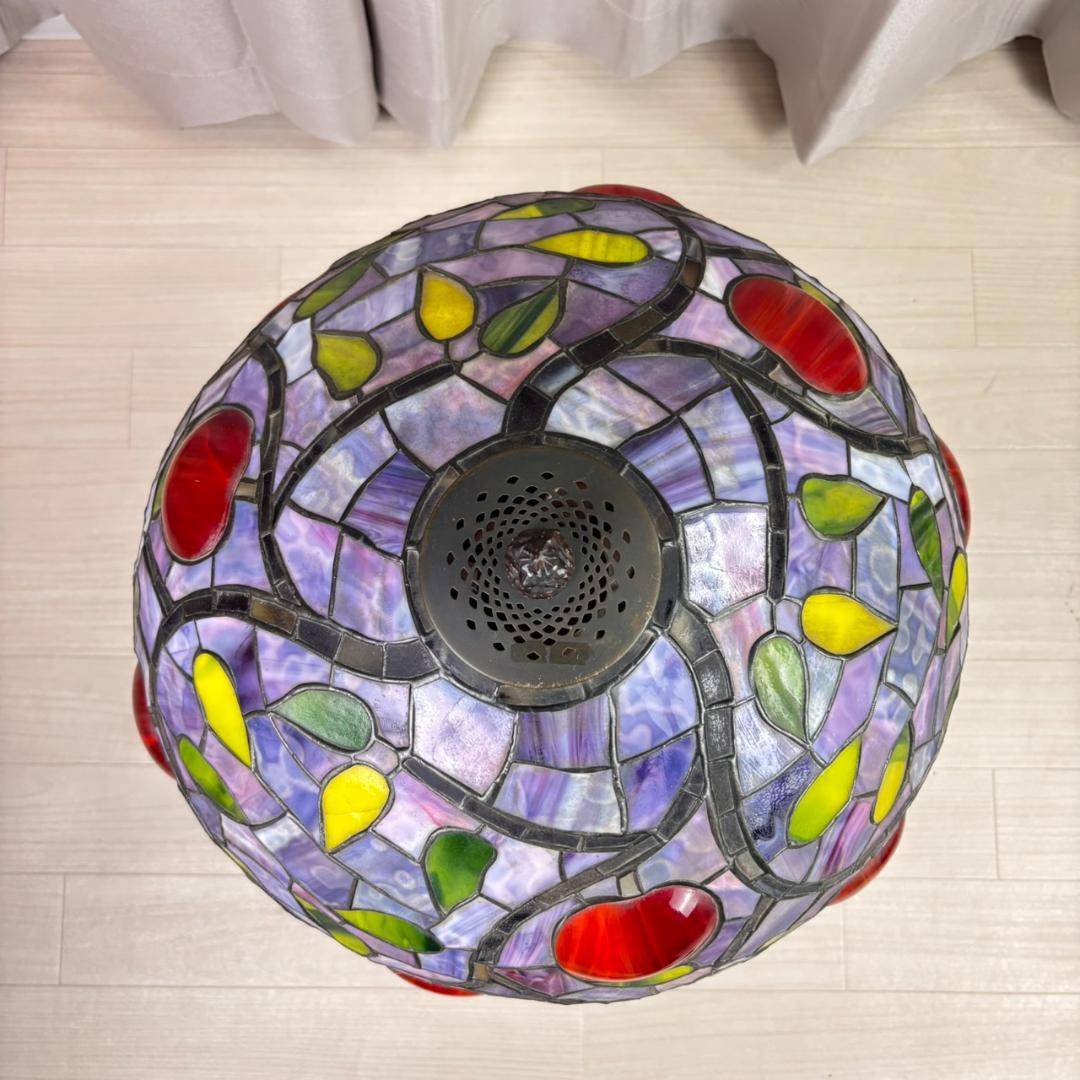 高さ約60㎝ アンティーク ヴィンテージ ステンドランプ 3灯 りんご