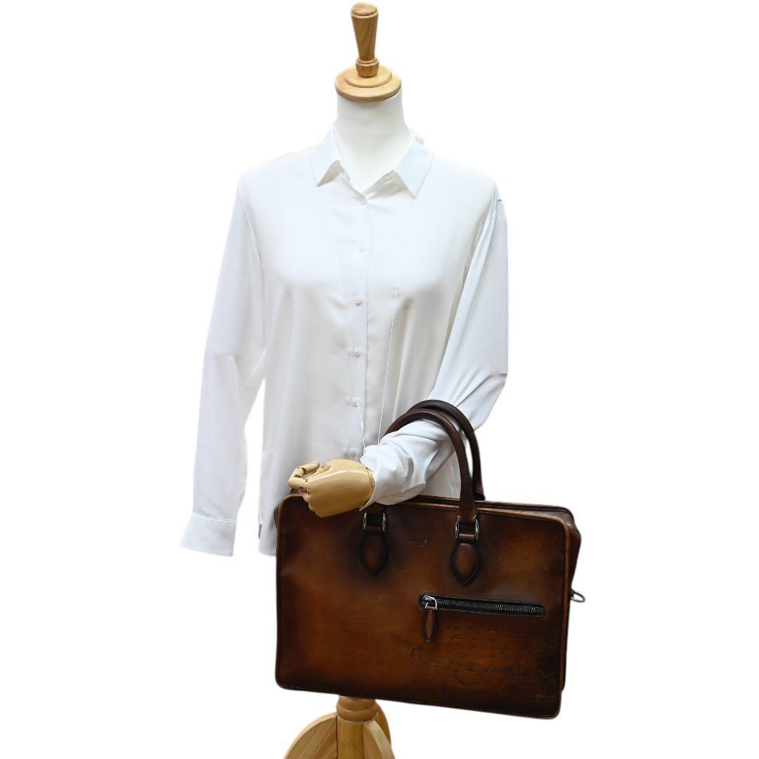 【美品】ベルルッティ ブラウン レザー ビジネスバッグ ブリーフケース