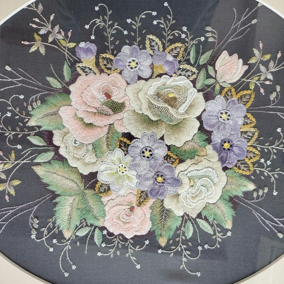 戸塚刺繍　薔薇の花束　額縁　ハンドメイド