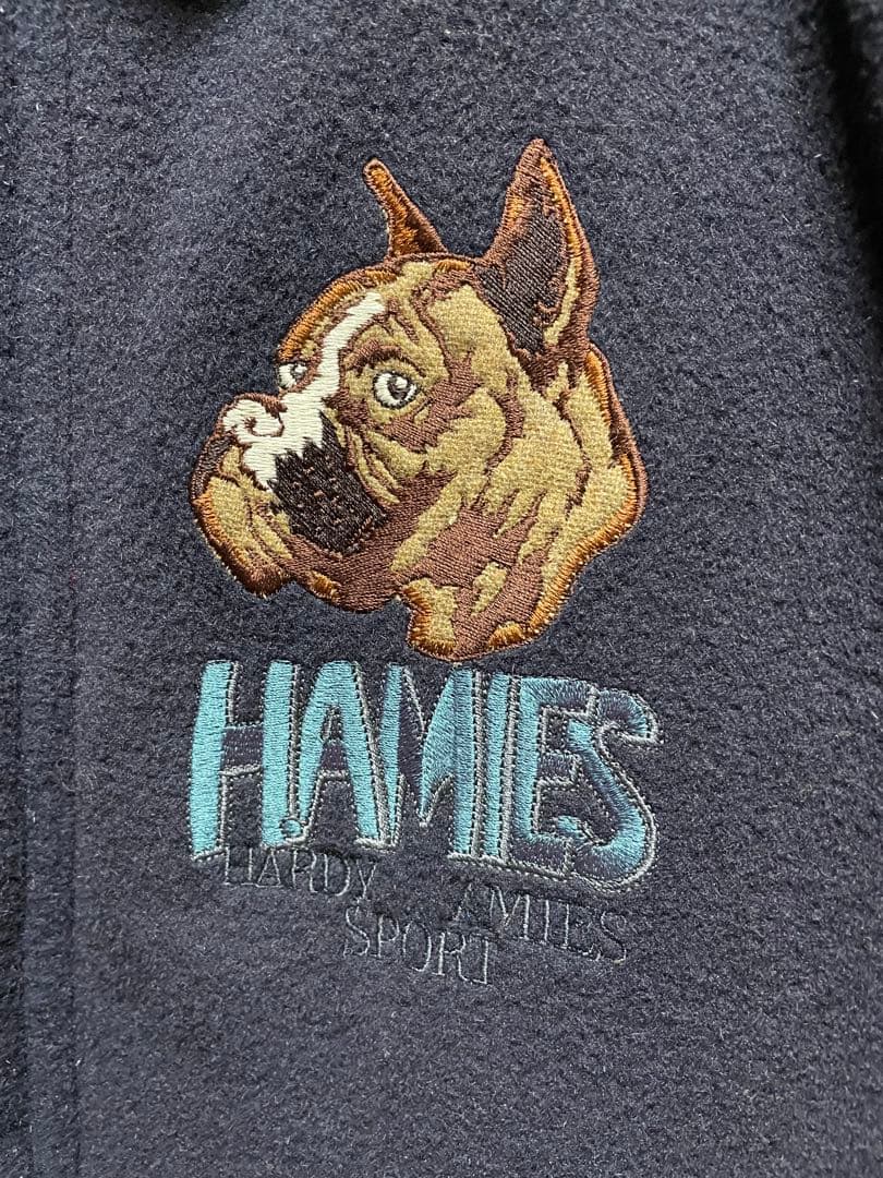 Hardy Amies SPORT 刺繍ジャケット 犬ロゴ レザー切替 古着