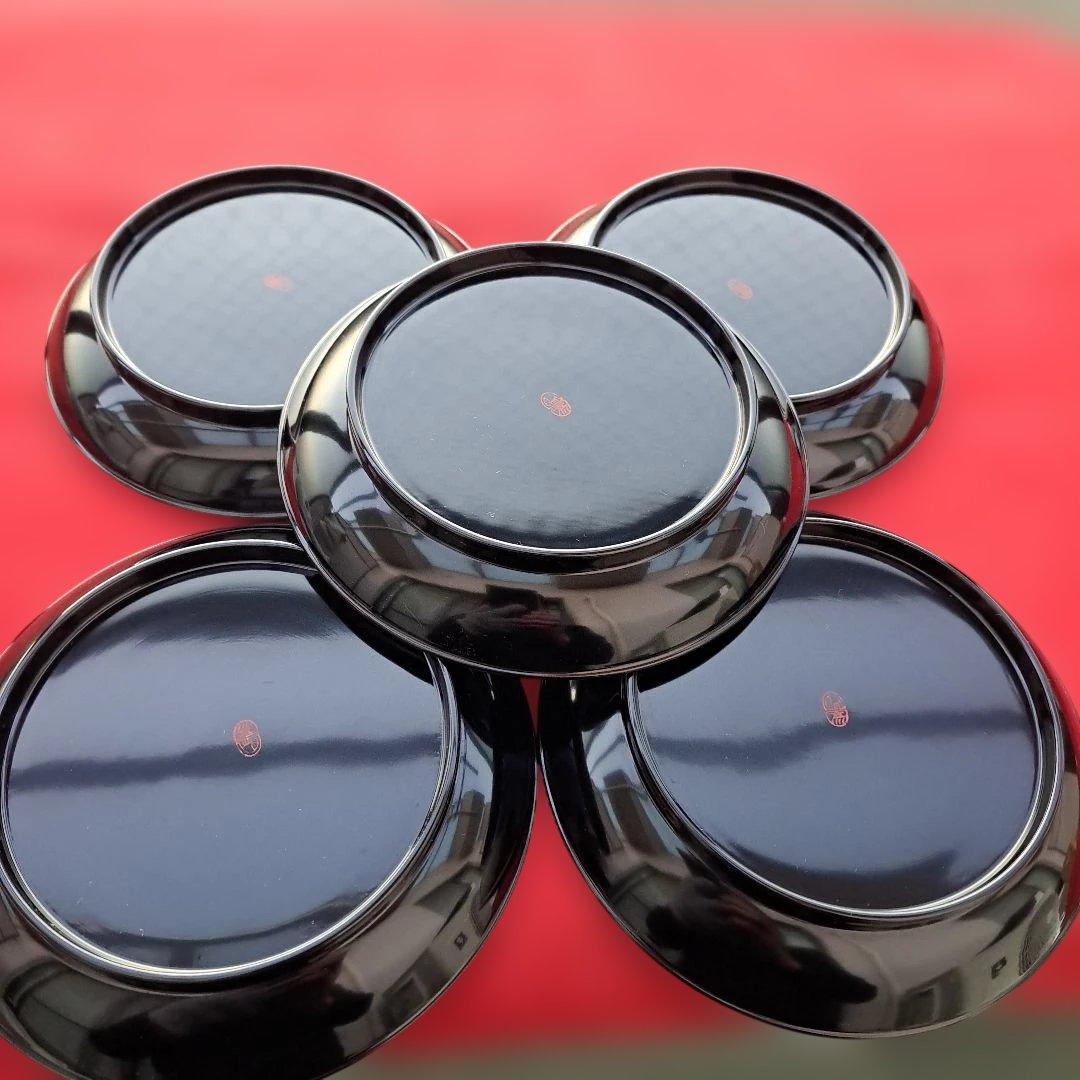 【京都平安　象彦　楪子×5客】天然木製　黒色　長期保管品