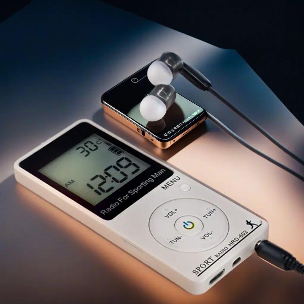 ポータブルワイドFM AMラジオ 歩数計付き スポーツ/通勤用