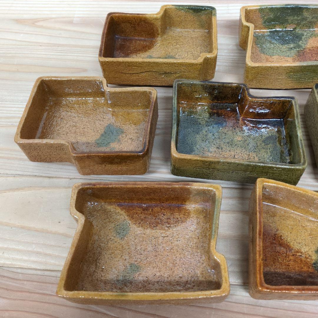 ９代大樋長左衛門　飴釉変形向付１０客揃え