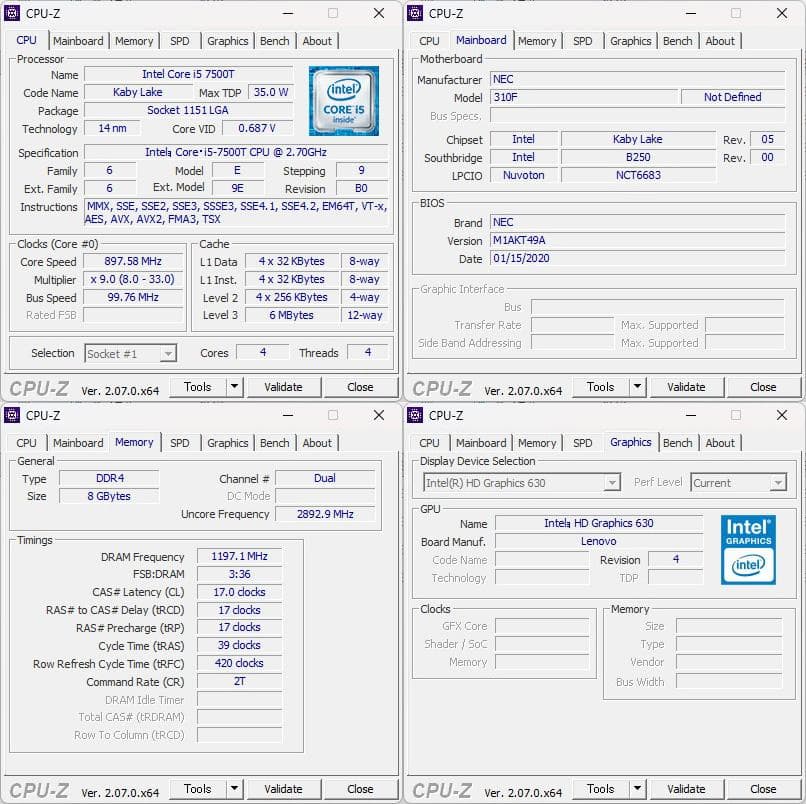 【値下げ】小型PC NEC Mate MK27MC-V Core i5 7世代