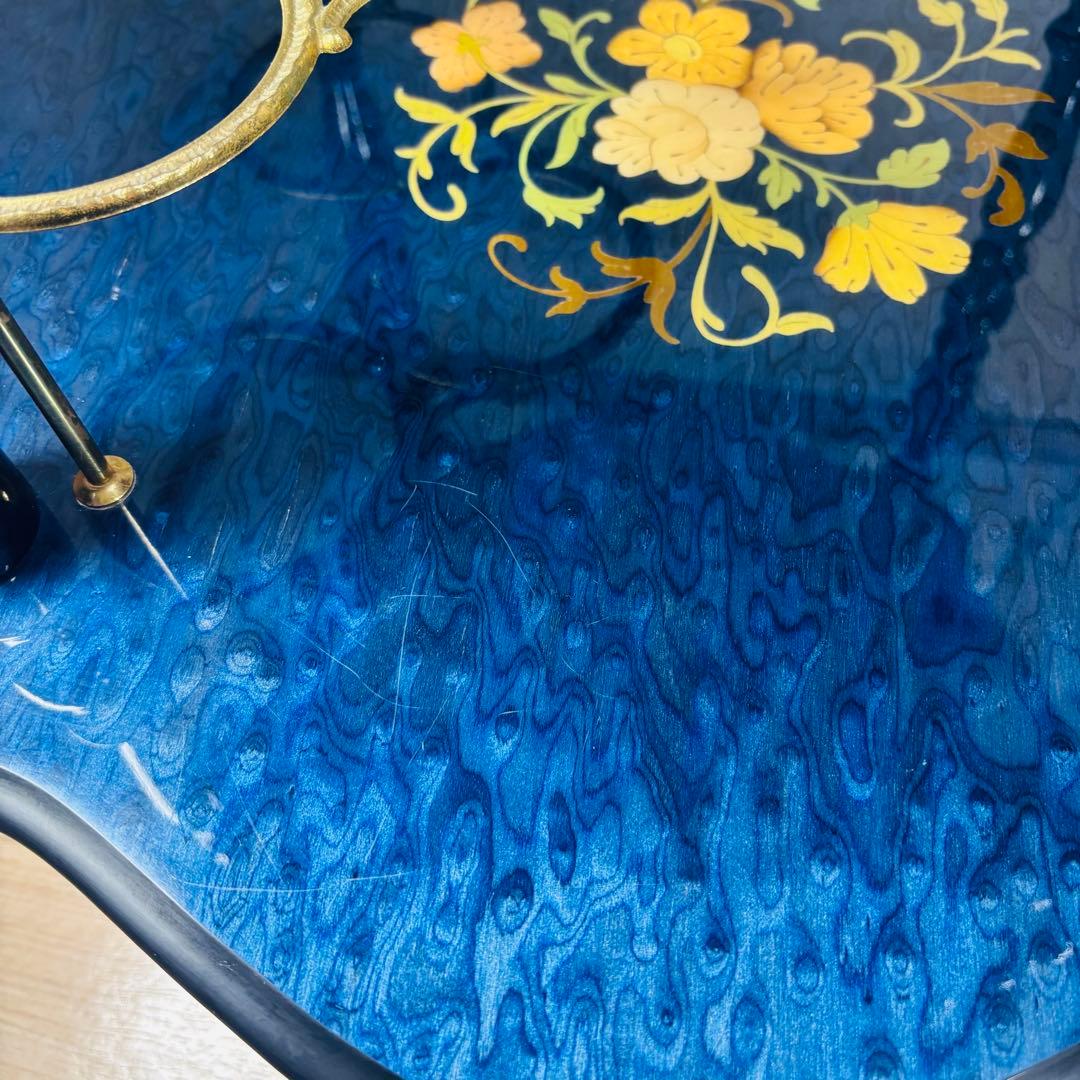 イタリア製 象嵌細工 サービスワゴン キッチンワゴン ワインテーブル ブルー