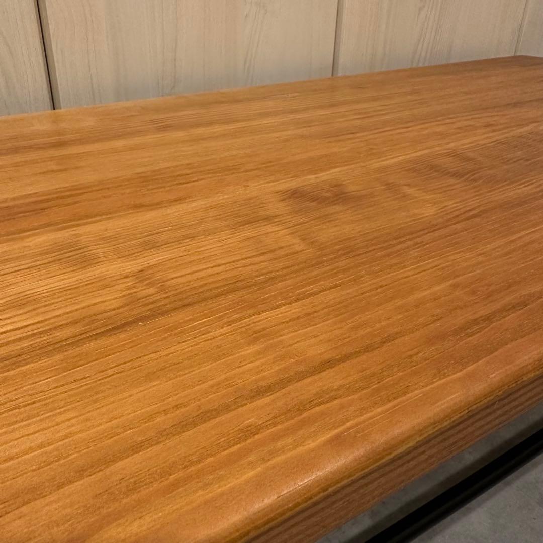 無垢材 センターテーブル 一枚板 棚付き インダストリアル ローテーブル