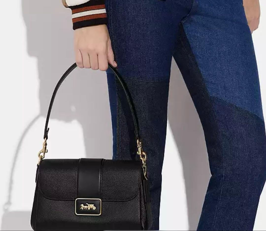 極美品✨COACH ブラックレザー 2wayショルダーバッグ　斜め掛け・肩掛け