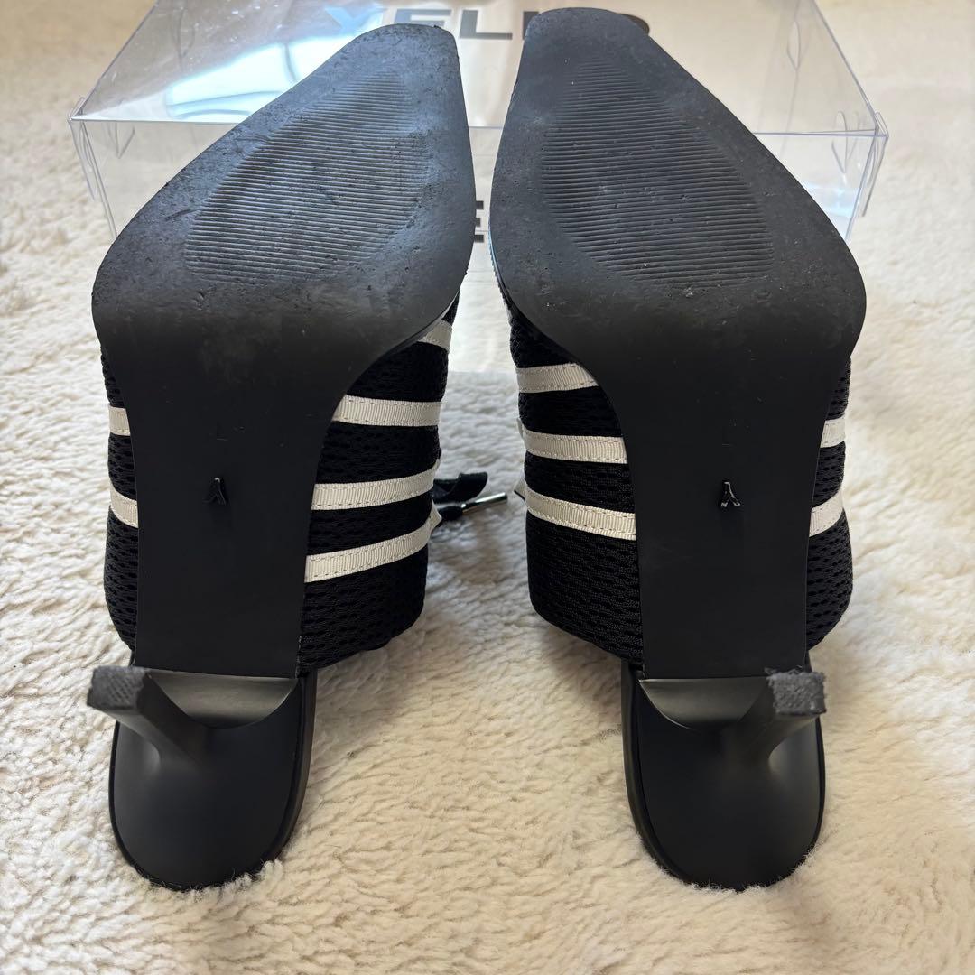 【美品‼️】YELLO ブラックホワイト ストライプ ミュール