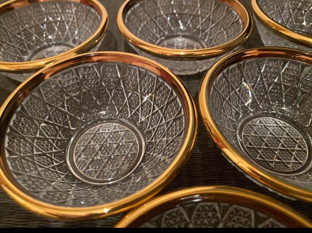 珍味入れ　金付切子柄珍味入れ10客