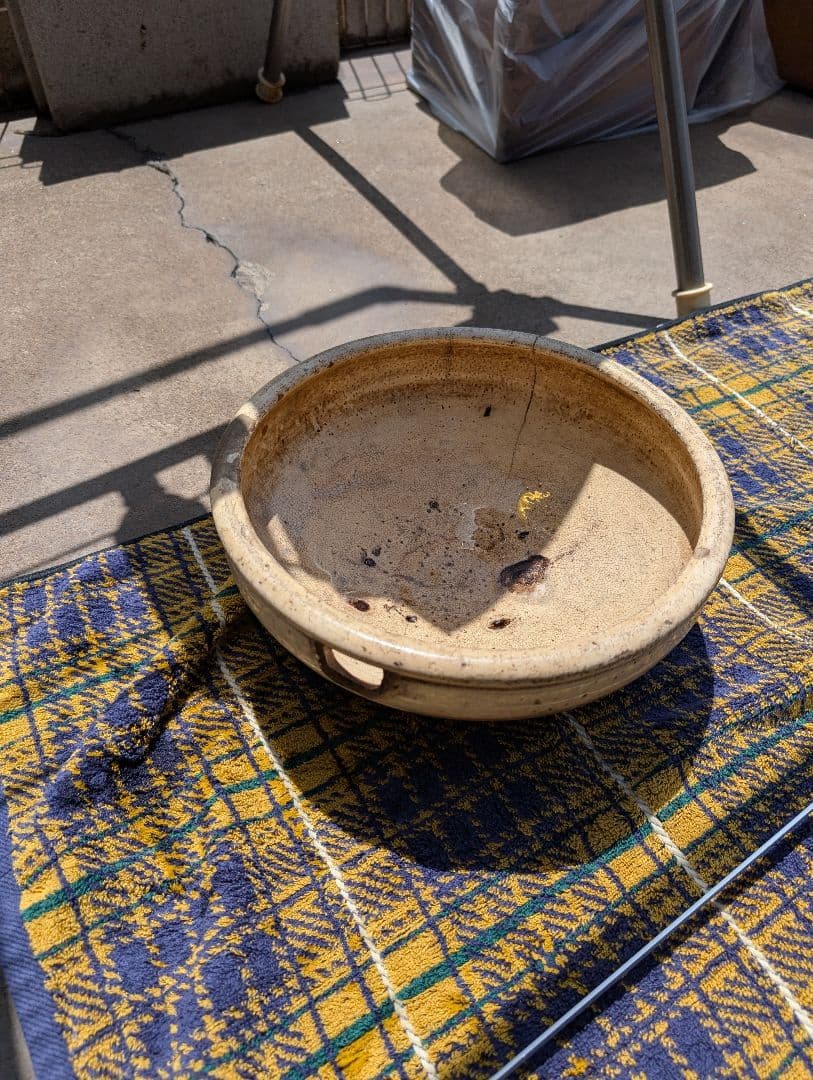 陶器製古い、 時代物片口鉢 直径約30cm