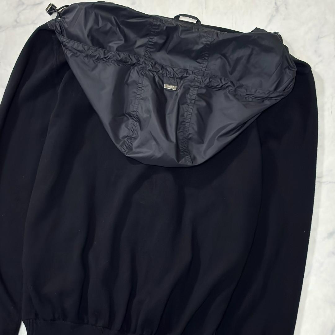 美品 ヘルノ ハイブリッドナイロンジャケット ニット切替 紺 46 tt1