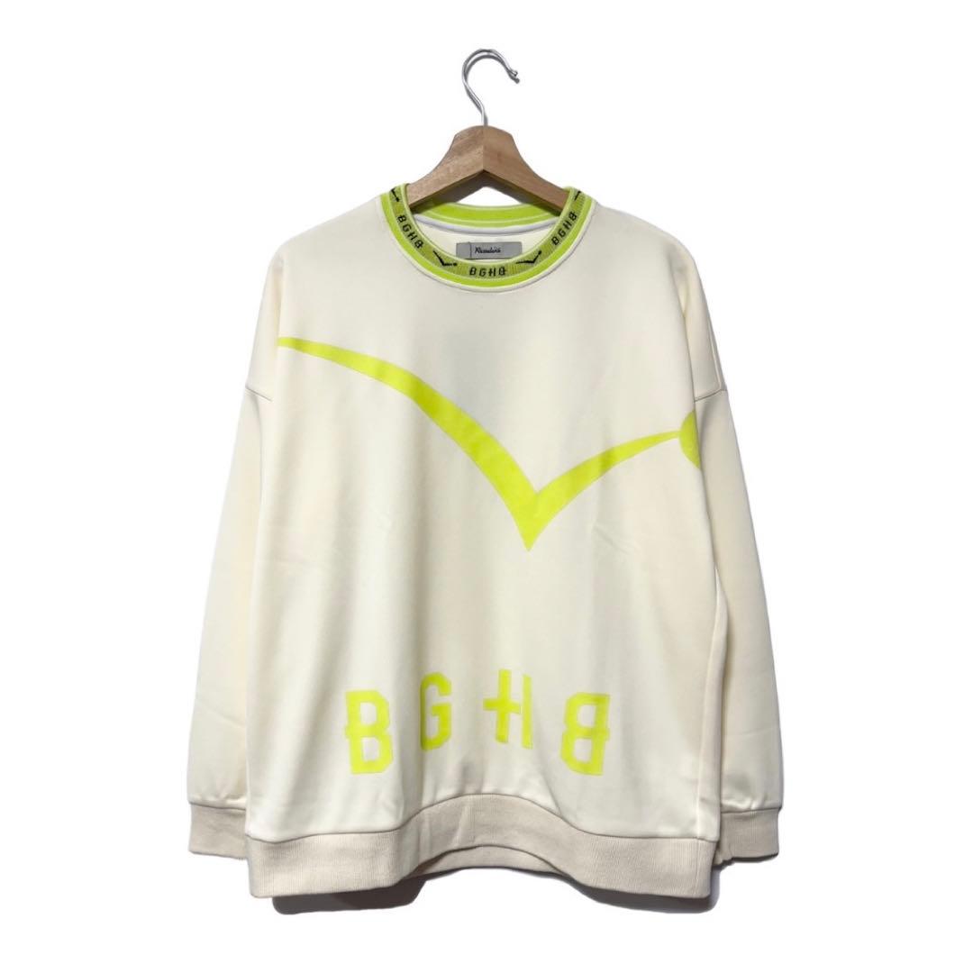 新品 バガーチ ラッセルノ フロントロゴ スウェット ホワイト イエロー L 5