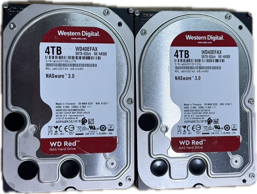 WD Red 4TB WD40EFAX NAS用HDD 2枚