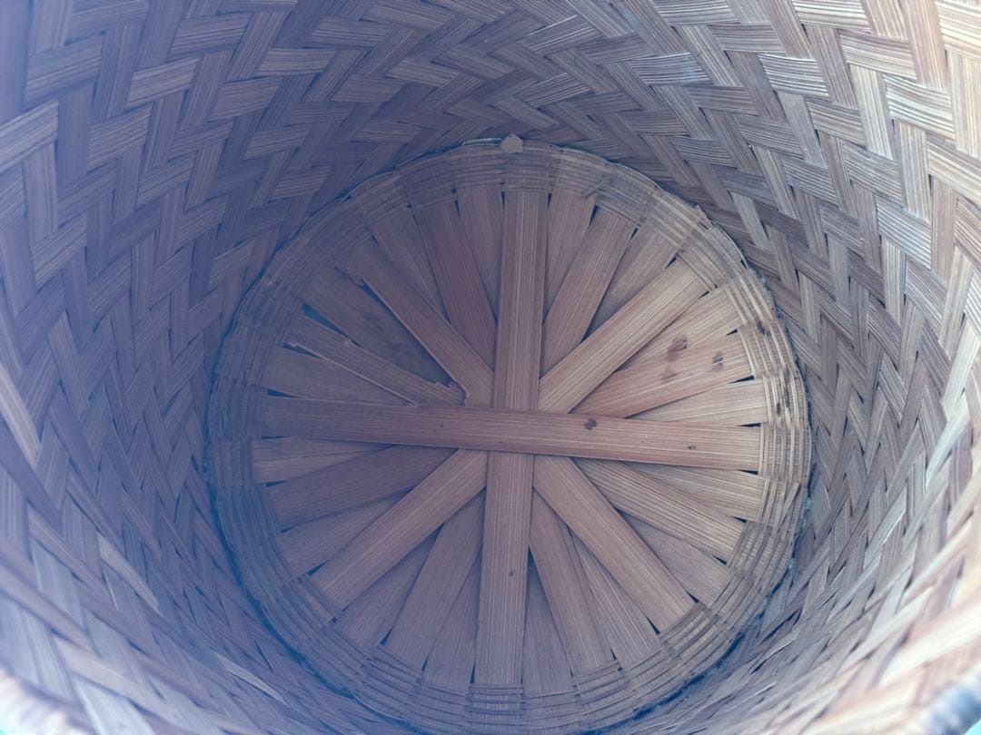 ヴィンテージ 民藝 幾何学模様 ダストボックス バスケット 古道具