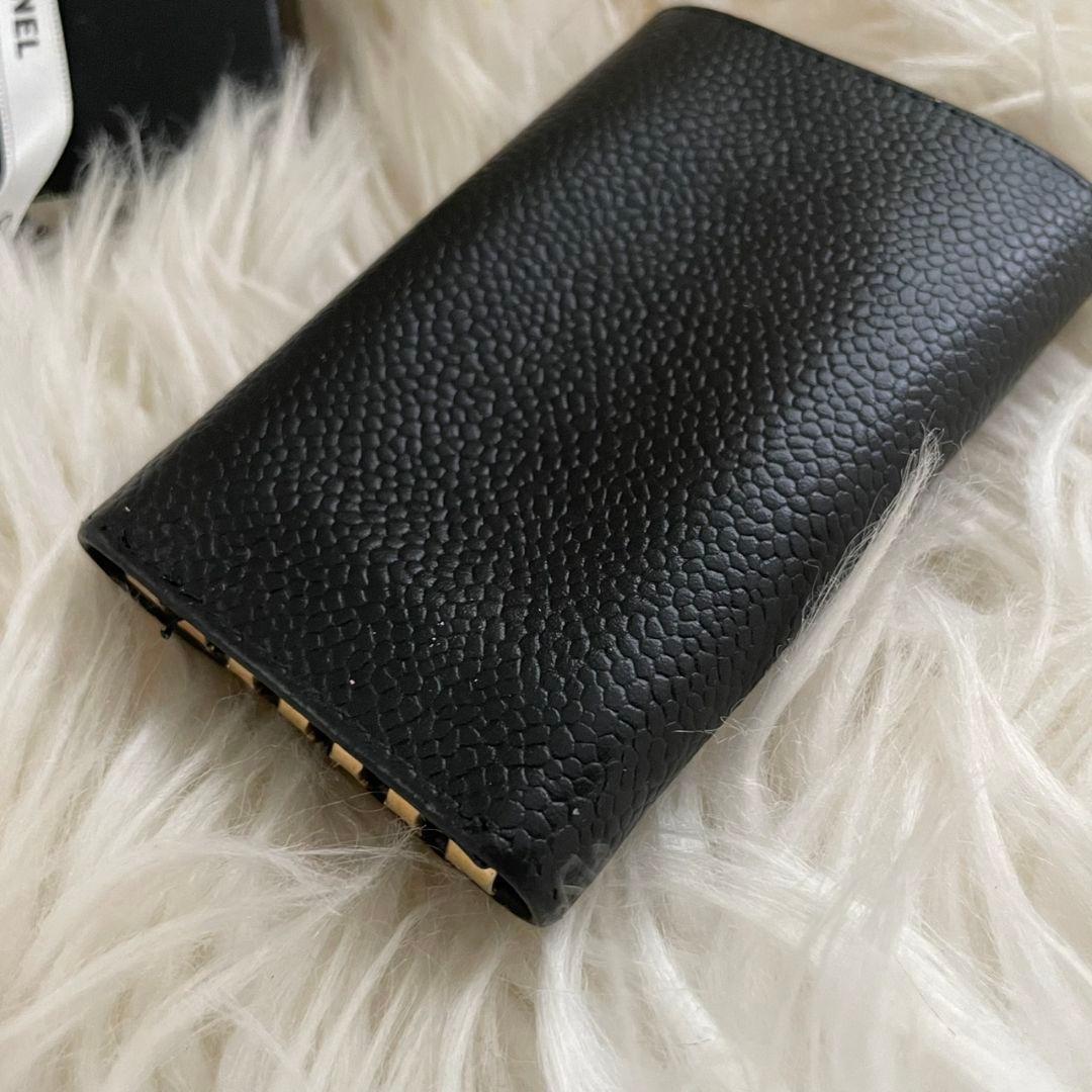 シャネルキーケースキャビアココマークカードケースCHANEL黒