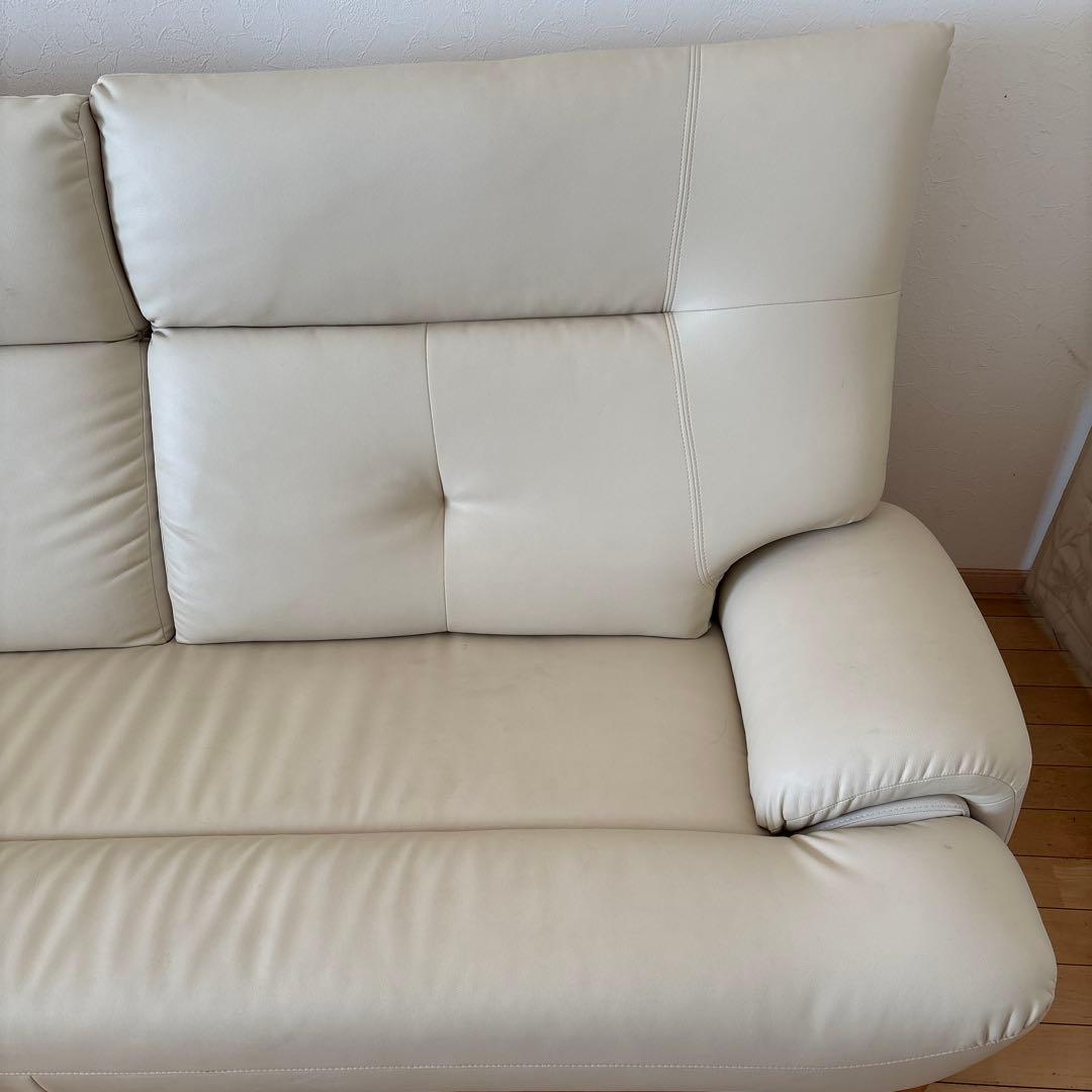 アイボリー 合成皮革 ソファ