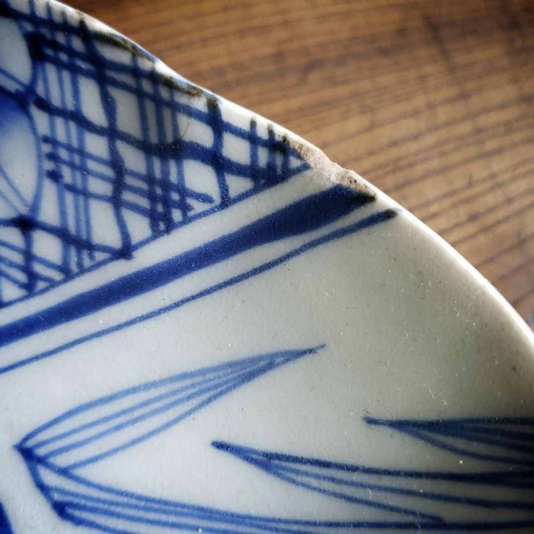 古伊万里 皿 かきつばた 燕子花 杜若 アヤメ アイリス 水仙 江戸 訳あり