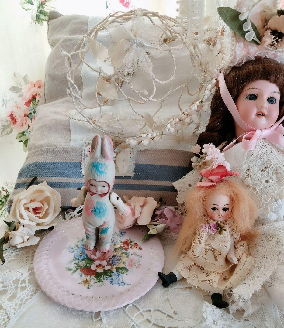 フランス アンティーク 薔薇柄ピンクのディネット ティーセット