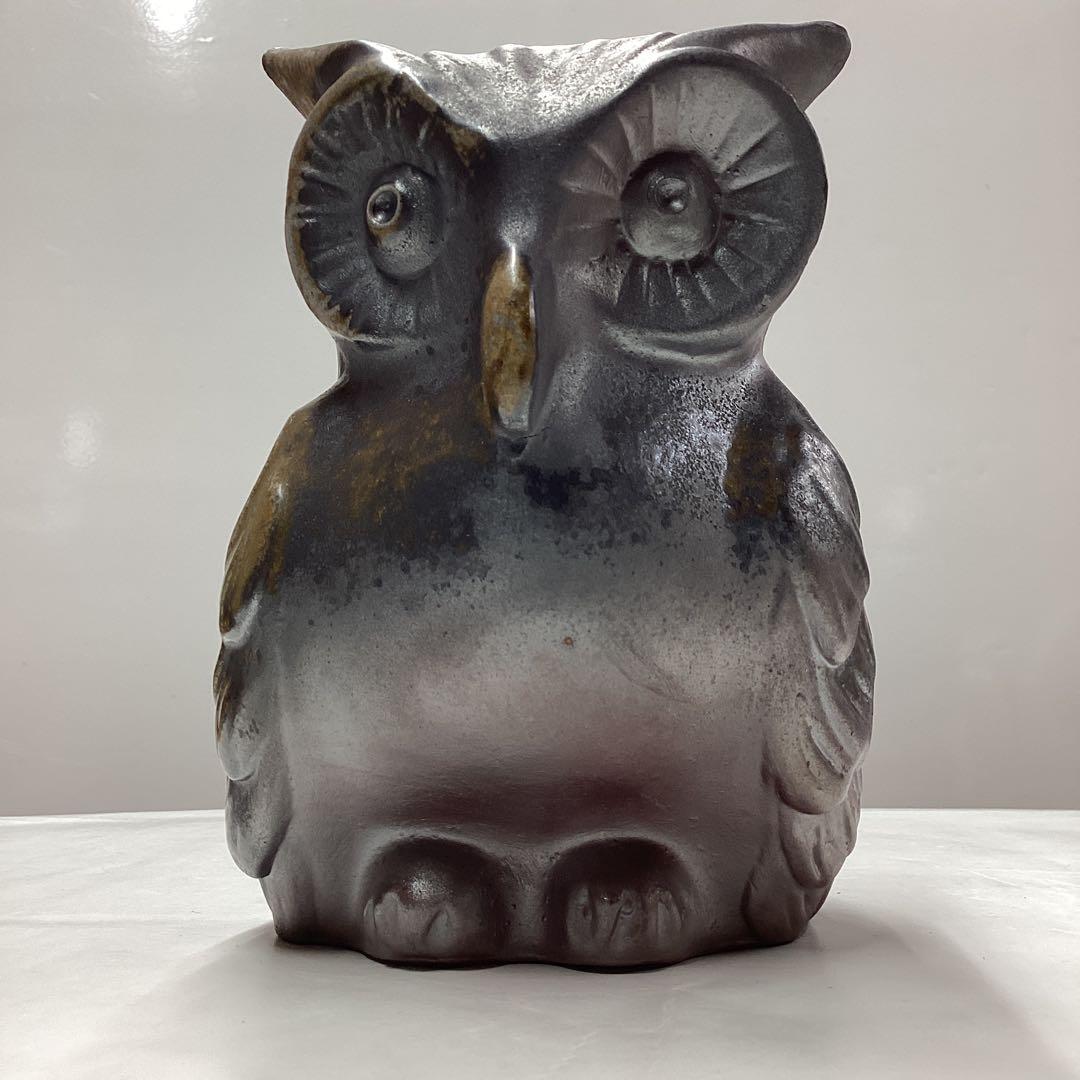 備前焼　フクロウ　置物　　［匿名便］
