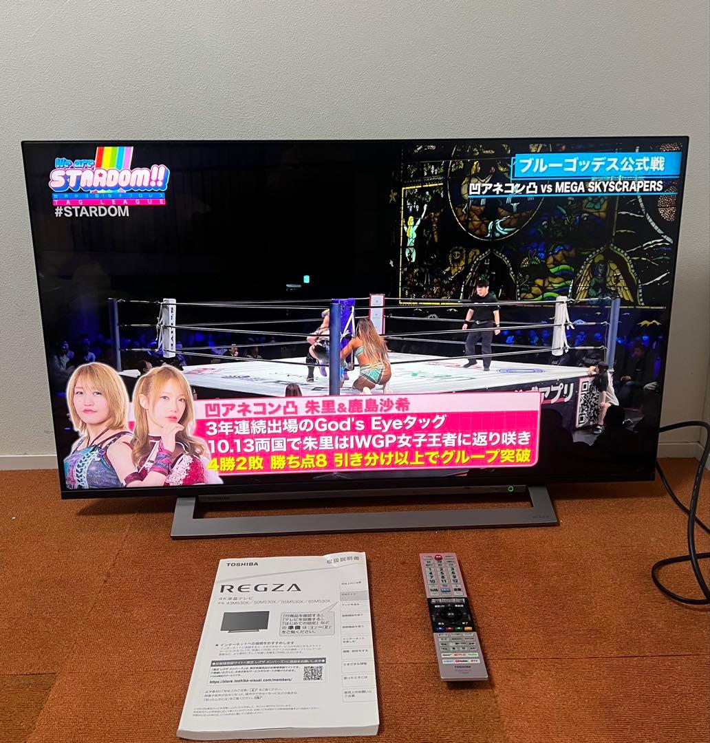 東芝 43V型 4Kチューナー搭載 液晶テレビ レグザ 43M530X W録画○