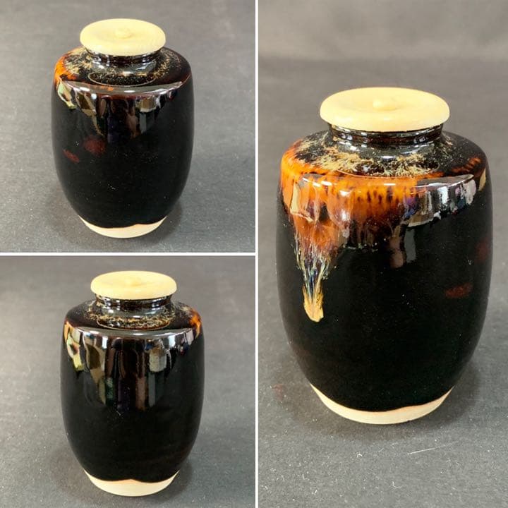 D959 送料無料　茶入　在銘　共箱　仕覆　名物裂　茶道具　茶道　茶室　工芸品