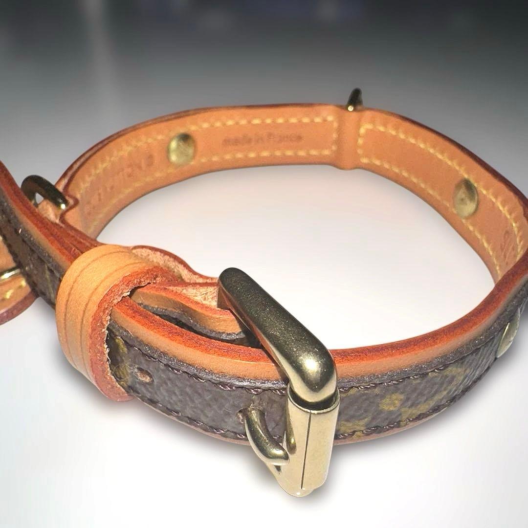 【極美品】LOUIS VUITTON 犬用首輪 モノグラム レザー 小型犬