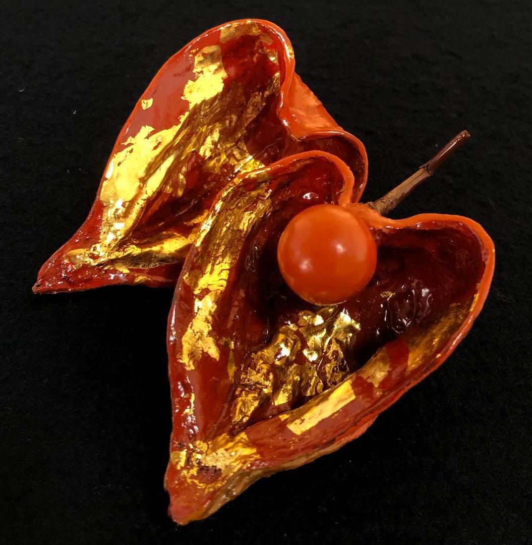 《R》茶道具 鬼灯香合 讃岐漆作家 藤岡研斎作 共箱 260209け1