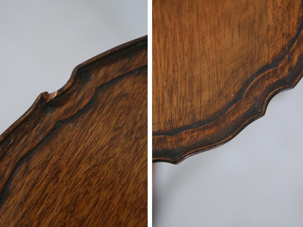 英国アンティーク木製ワインテーブル/サイドテーブル/丸机/飾り棚(89-102)