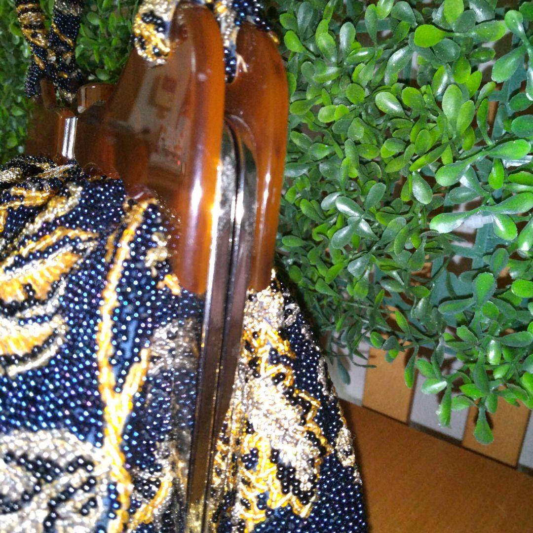 銀座　Hakubotan　ヴィンテージ　ビーズバッグ　総花柄