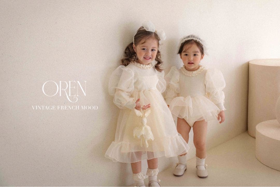 OREN オレン ベルーカ 韓国ベビー服 フリルロンパース ヘアーバンド